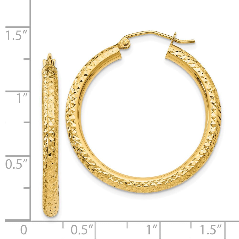 14k Yellow Gold 3 mm Round Hoop Earrings (2.24 grams)