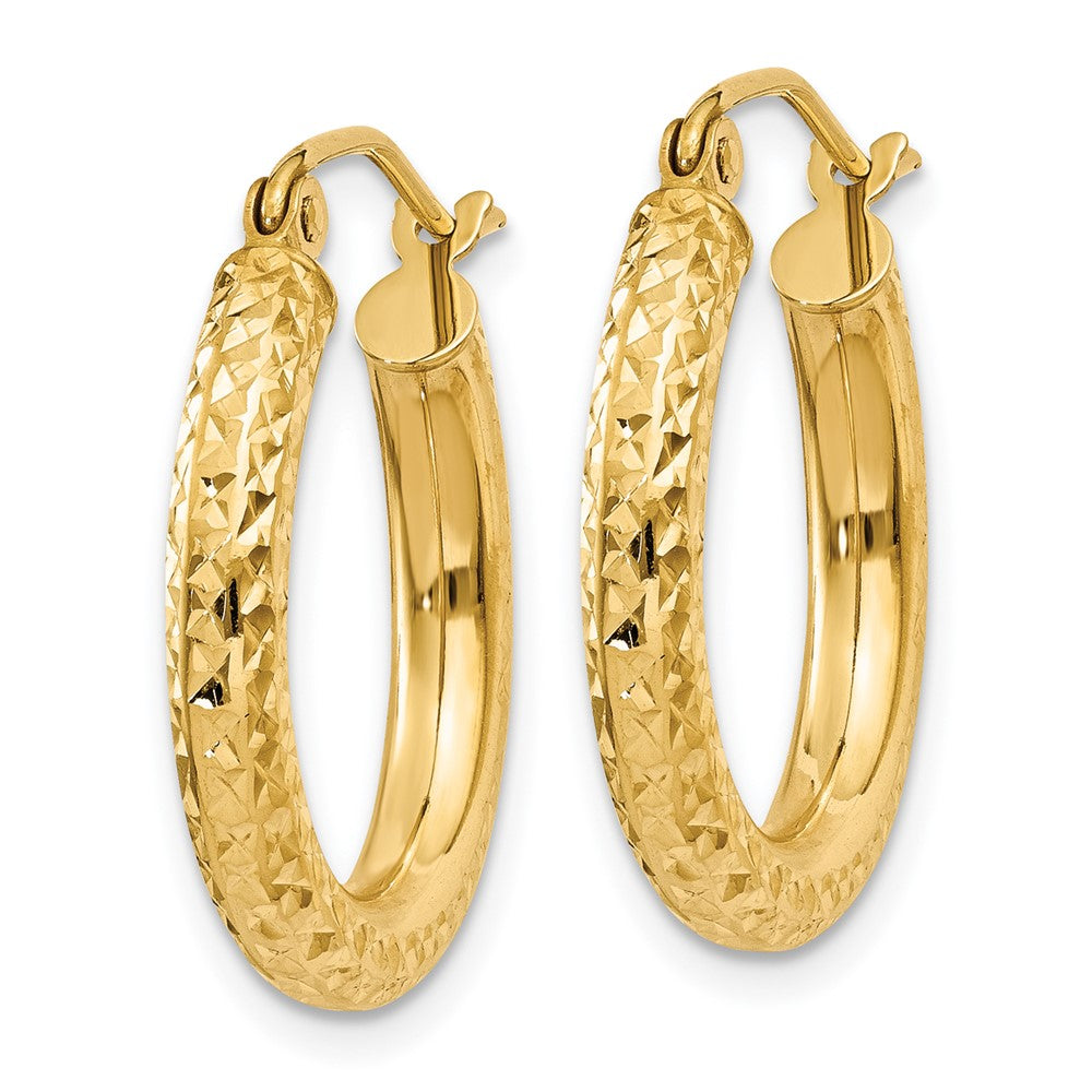 14k Yellow Gold 3 mm Round Hoop Earrings (1.37 grams)