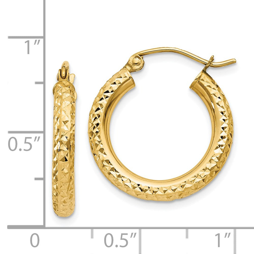 14k Yellow Gold 3 mm Round Hoop Earrings (1.37 grams)