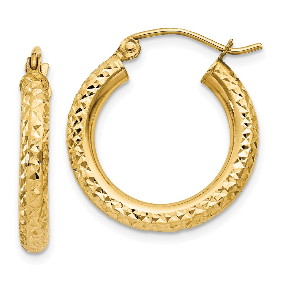 14k Yellow Gold 3 mm Round Hoop Earrings (1.37 grams)