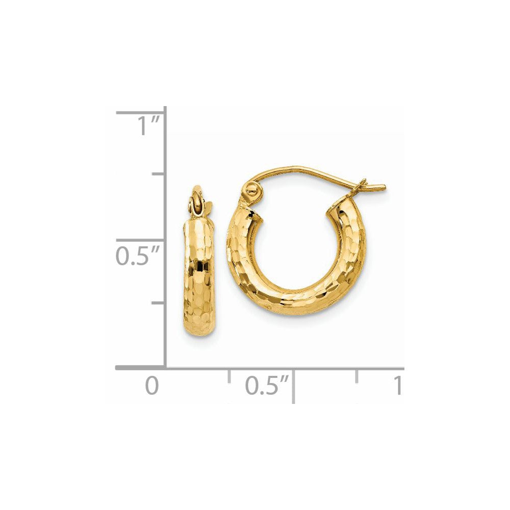 14k Yellow Gold 3 mm Round Hoop Earrings (0.99 grams)