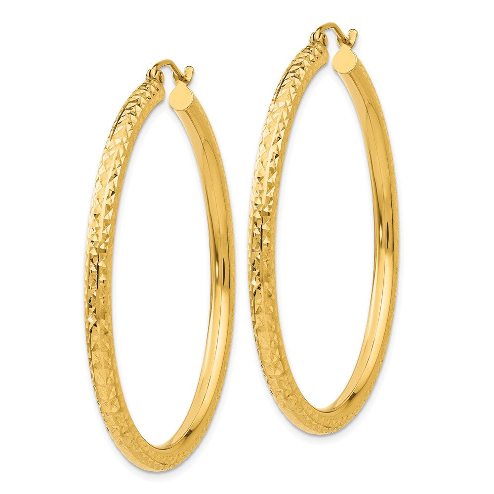 14k Yellow Gold 3 mm Round Hoop Earrings (3.17 grams)