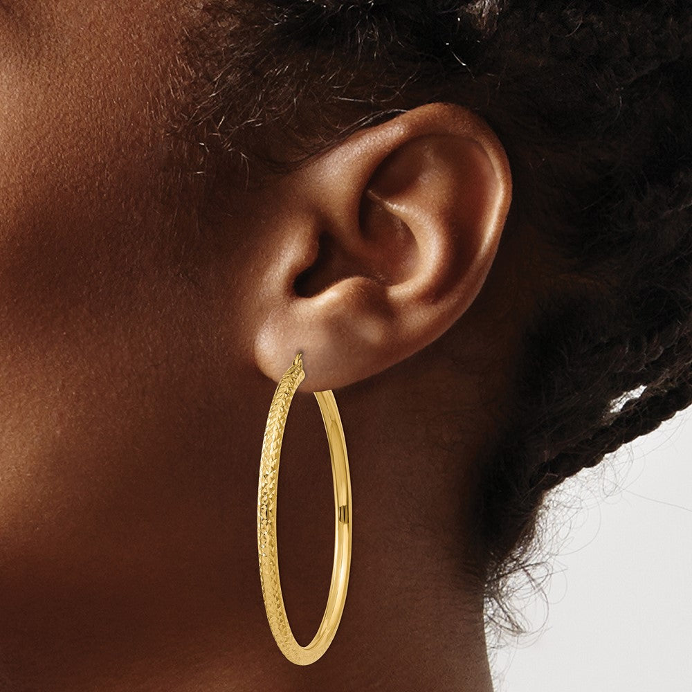 14k Yellow Gold 3 mm Round Hoop Earrings (3.64 grams)