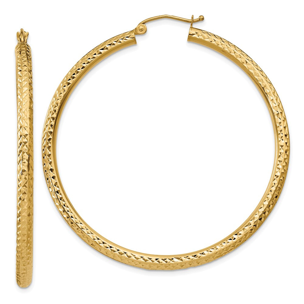 14k Yellow Gold 3 mm Round Hoop Earrings (3.64 grams)