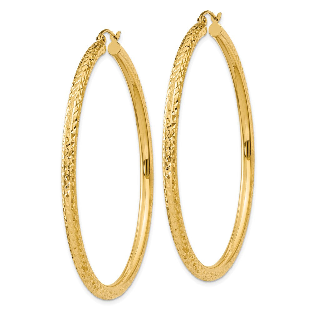 14k Yellow Gold 3 mm Round Hoop Earrings (3.96 grams)