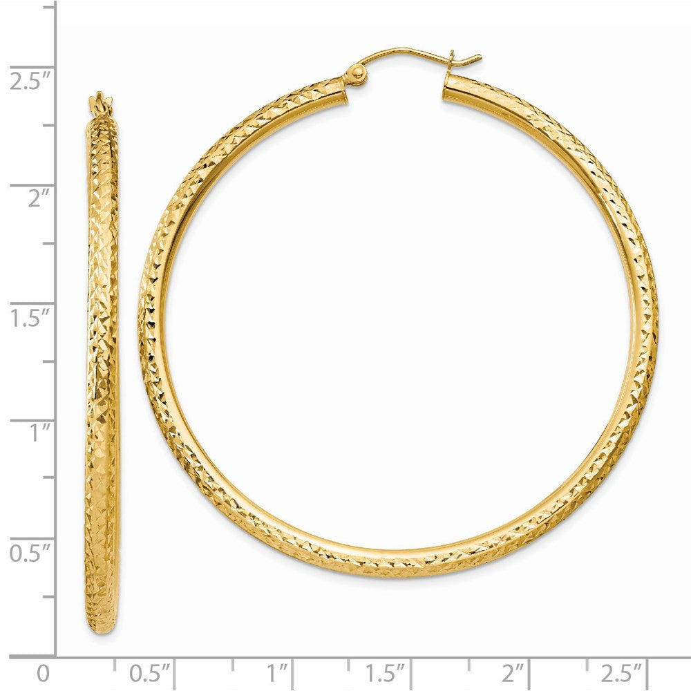 14k Yellow Gold 3 mm Round Hoop Earrings (3.96 grams)