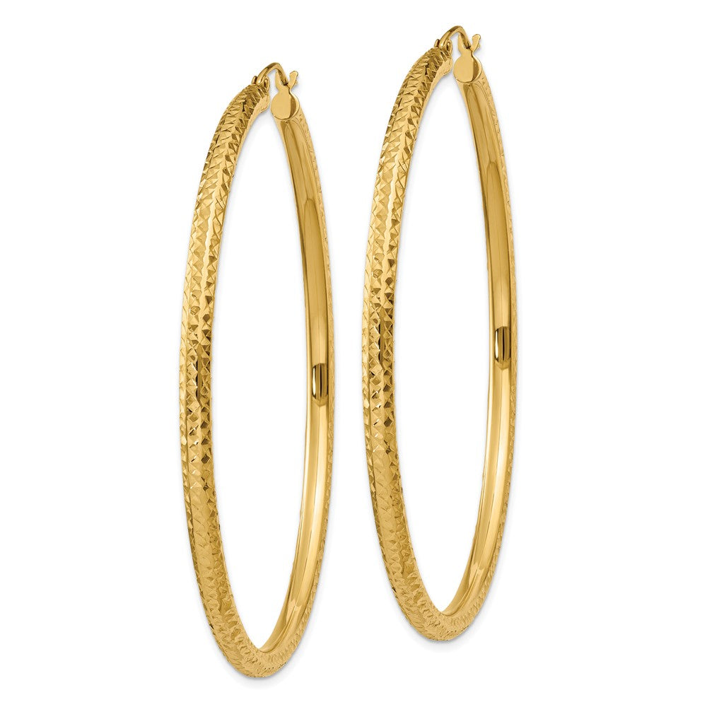 14k Yellow Gold 3 mm Round Hoop Earrings (4.48 grams)
