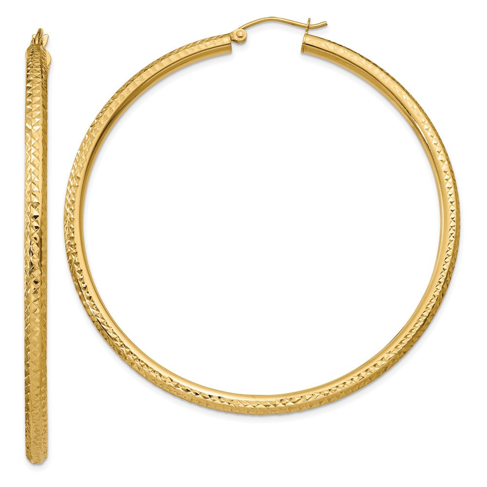 14k Yellow Gold 3 mm Round Hoop Earrings (4.48 grams)