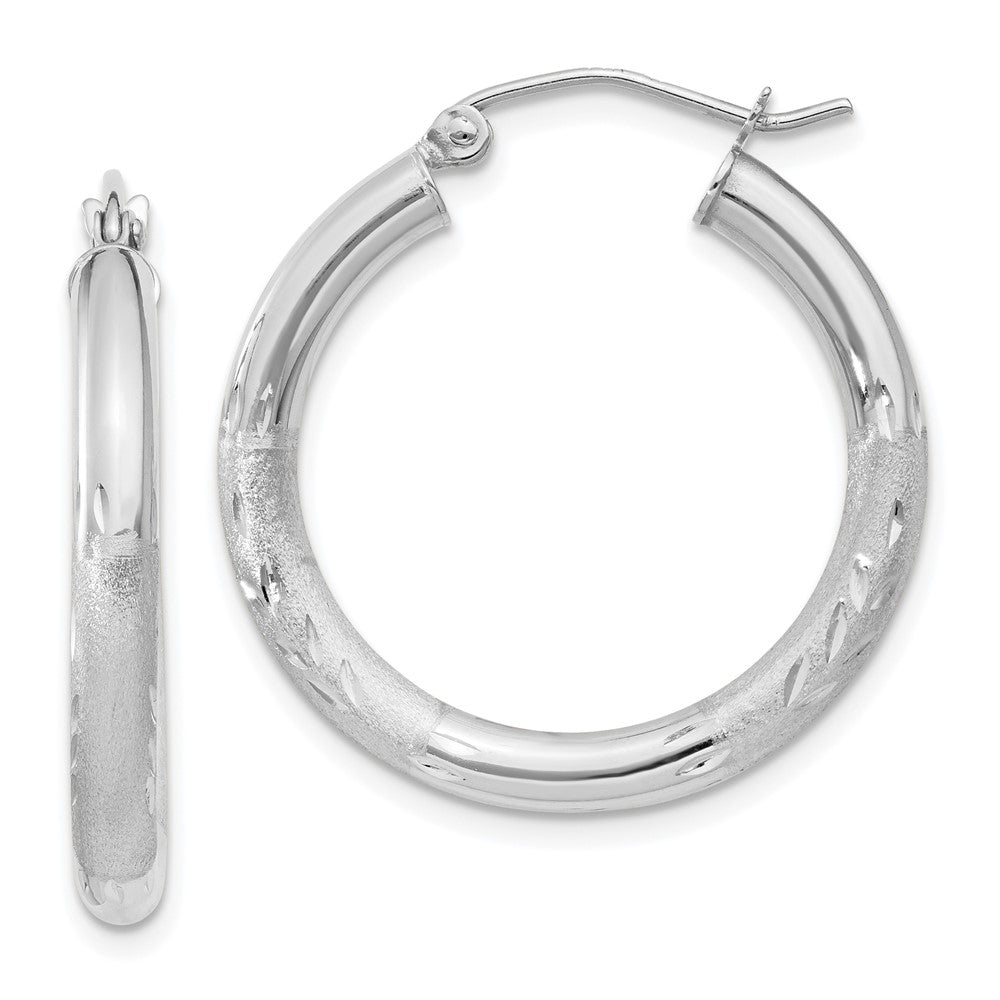 14k White Gold 2.5 mm Round Hoop Earrings (1.78 grams)
