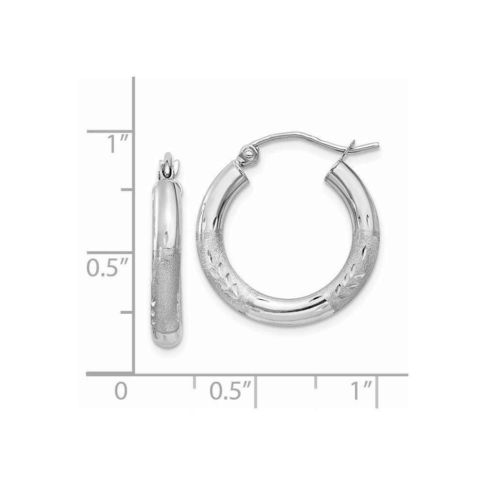 14k White Gold 2.5 mm Round Hoop Earrings (1.54 grams)