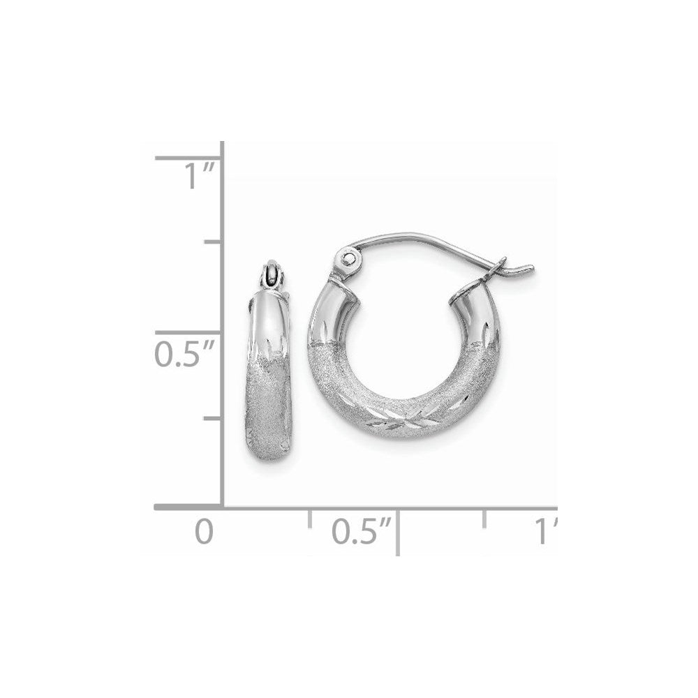 14k White Gold 2.5 mm Round Hoop Earrings (1.07 grams)