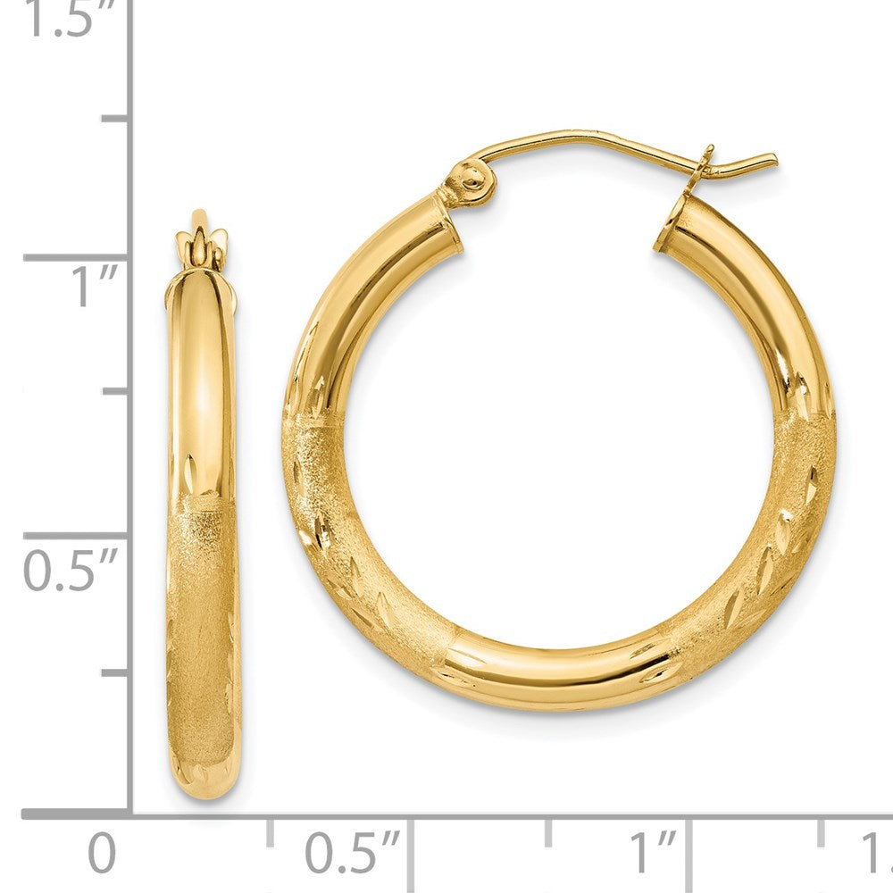 14k Yellow Gold 3 mm Round Hoop Earrings (1.81 grams)