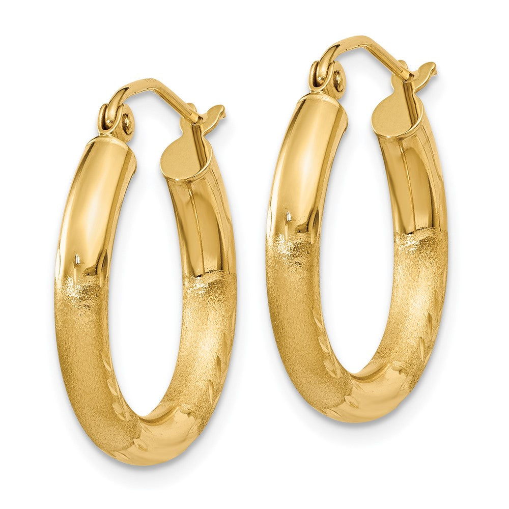 14k Yellow Gold 3 mm Round Hoop Earrings (1.49 grams)