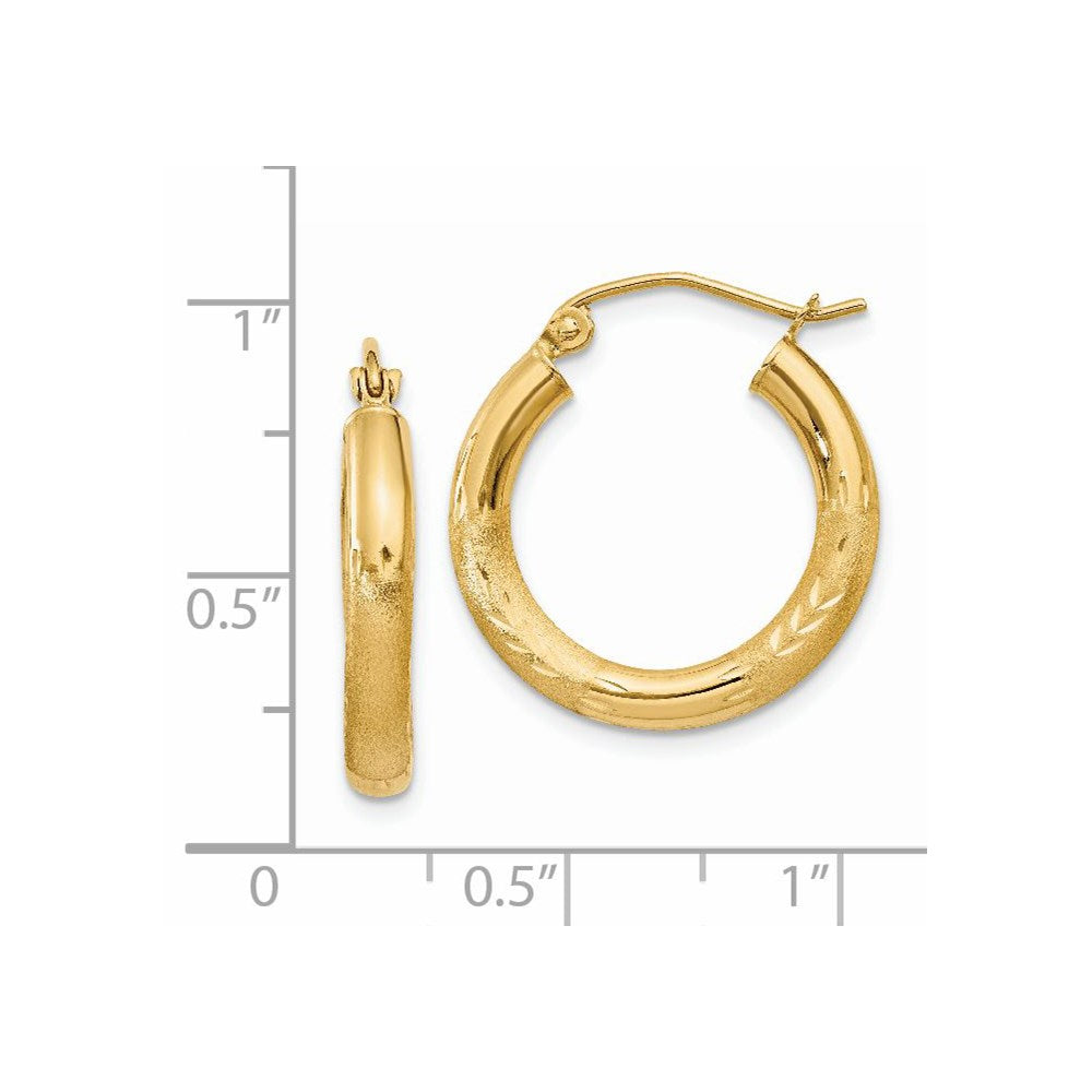 14k Yellow Gold 3 mm Round Hoop Earrings (1.49 grams)