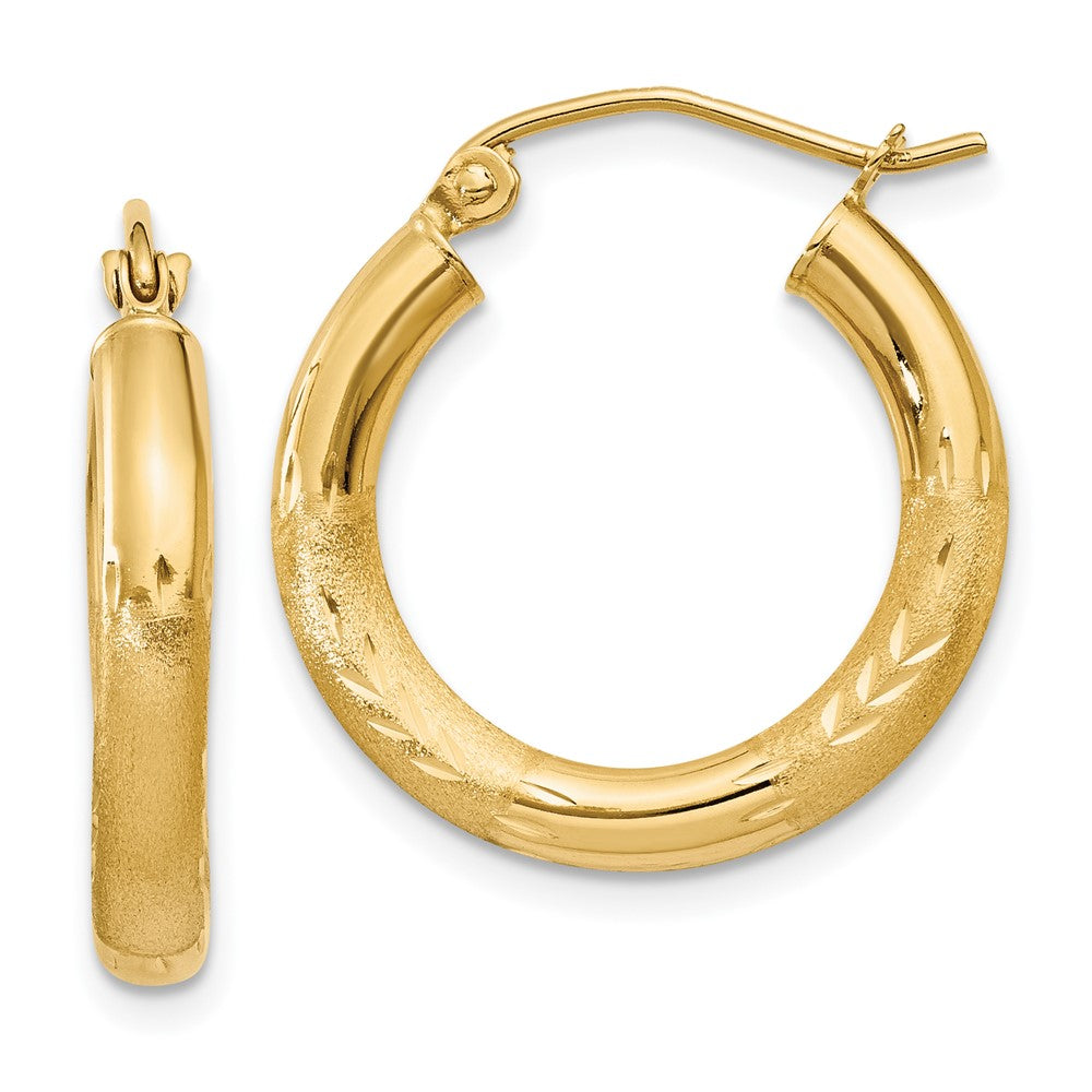 14k Yellow Gold 3 mm Round Hoop Earrings (1.49 grams)