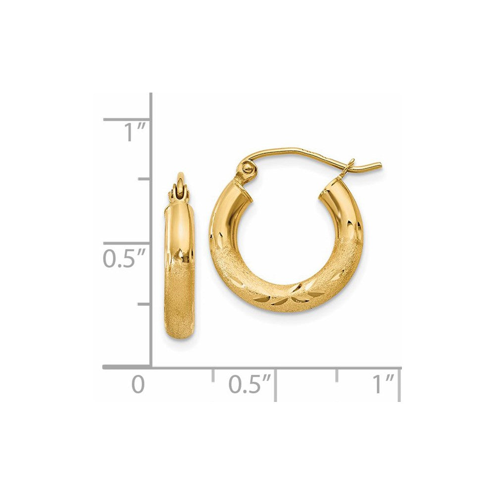 14k Yellow Gold 3 mm Round Hoop Earrings (1.21 grams)