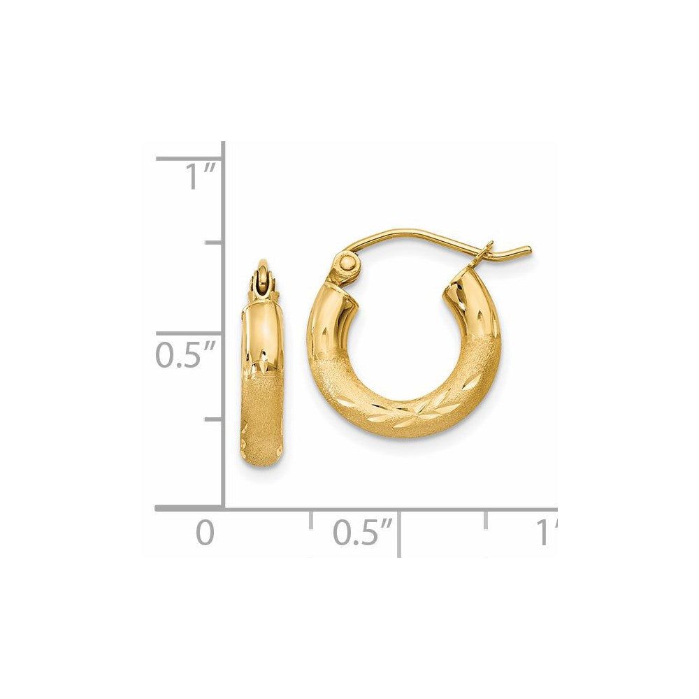 14k Yellow Gold 3 mm Round Hoop Earrings (1.09 grams)