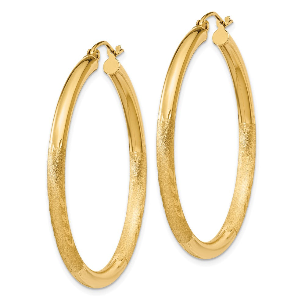 14k Yellow Gold 3 mm Round Hoop Earrings (2.9 grams)