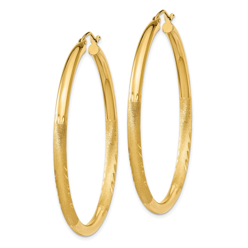 14k Yellow Gold 3 mm Round Hoop Earrings (3.6 grams)