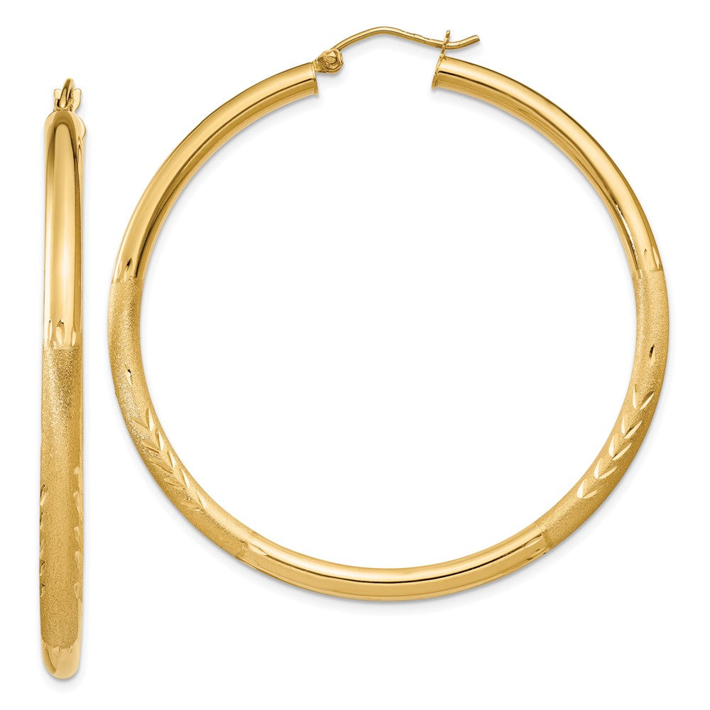 14k Yellow Gold 3 mm Round Hoop Earrings (3.6 grams)