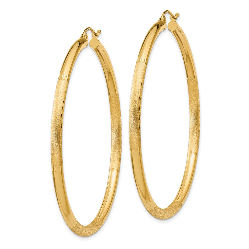 14k Yellow Gold 3 mm Round Hoop Earrings (3.73 grams)