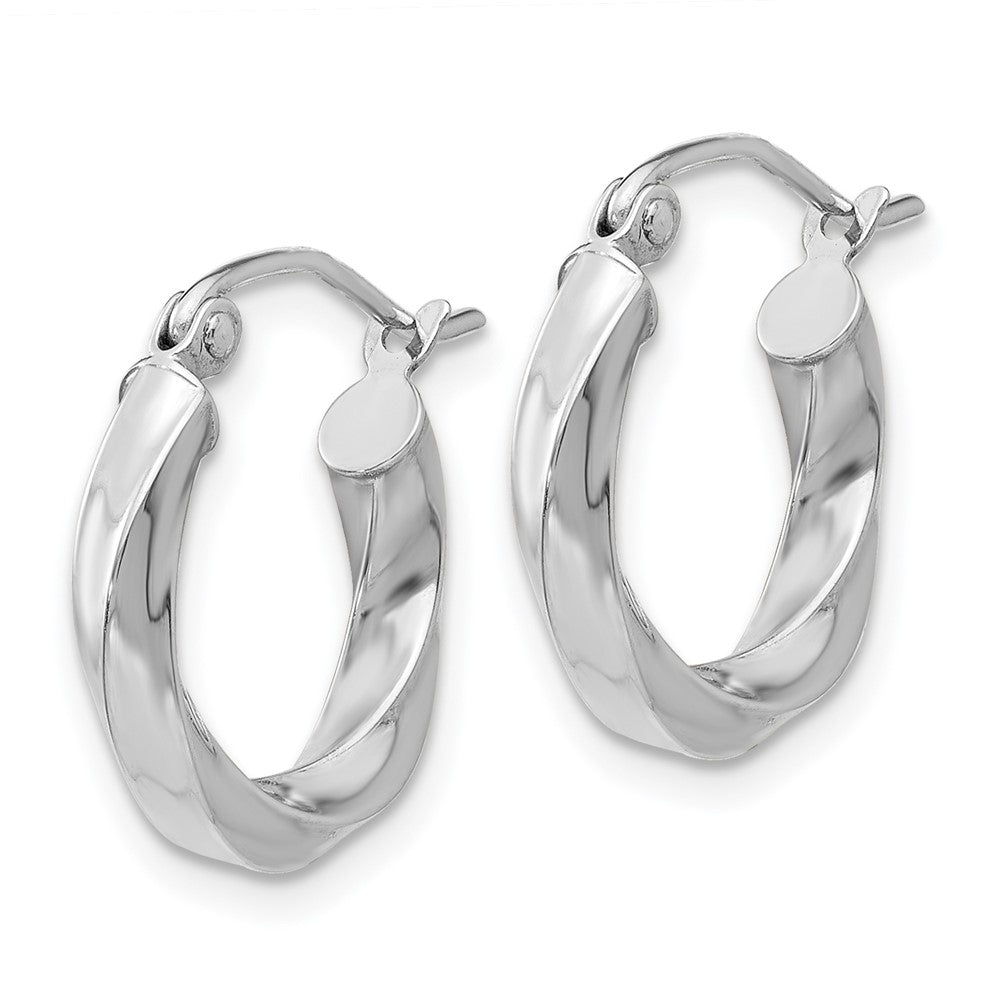 14k White Gold 15 mm Twisted Hoop Earrings (1.28 grams)