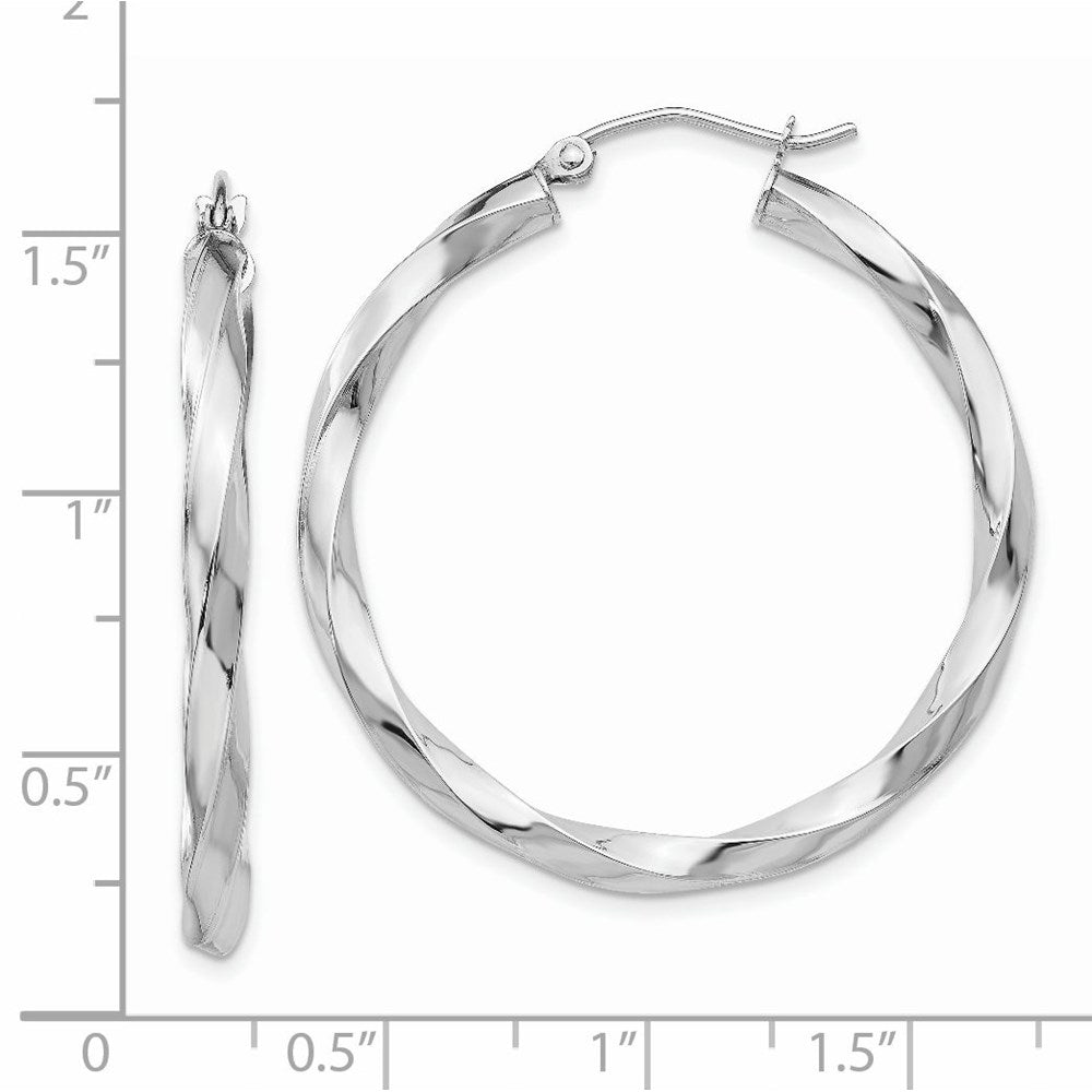 14k White Gold 35.5 mm Twisted Hoop Earrings (3.29 grams)