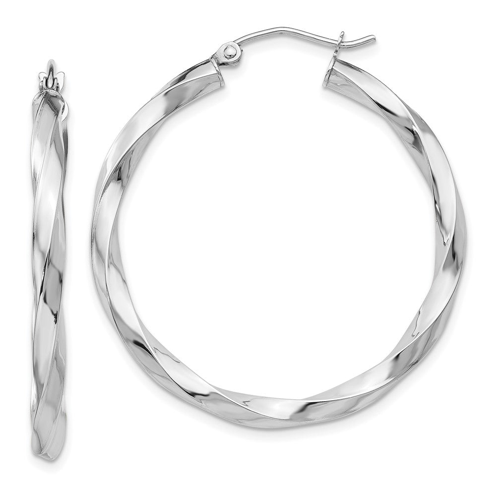14k White Gold 35.5 mm Twisted Hoop Earrings (3.29 grams)