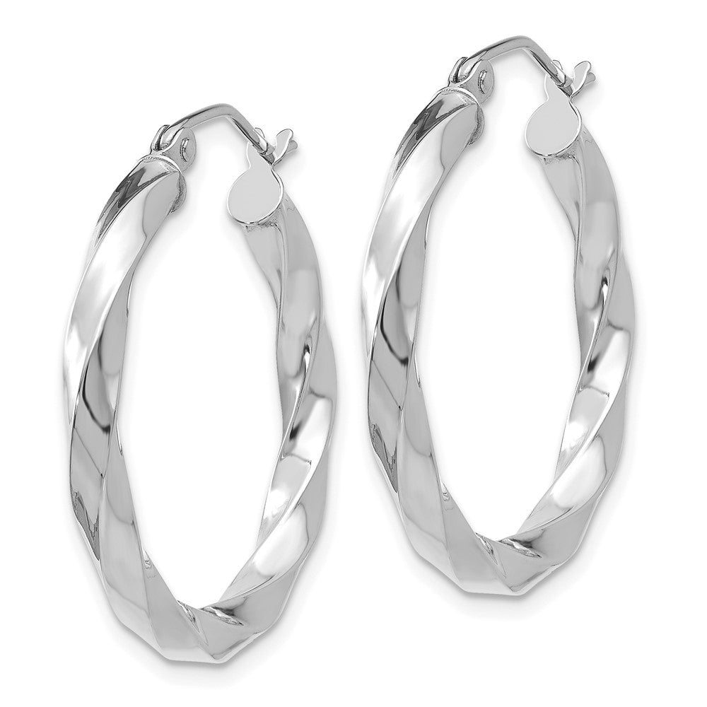 14k White Gold 25.5 mm Twisted Hoop Earrings (2.27 grams)