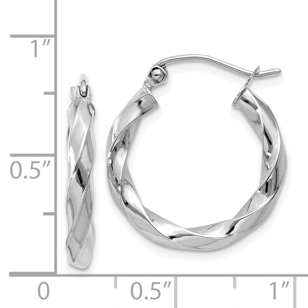 14k White Gold 19 mm Twisted Hoop Earrings (1.77 grams)
