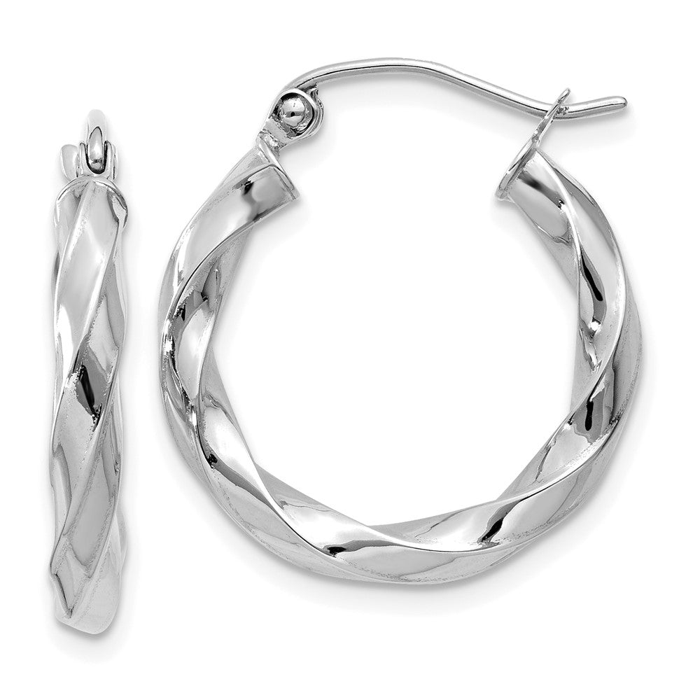 14k White Gold 19 mm Twisted Hoop Earrings (1.77 grams)