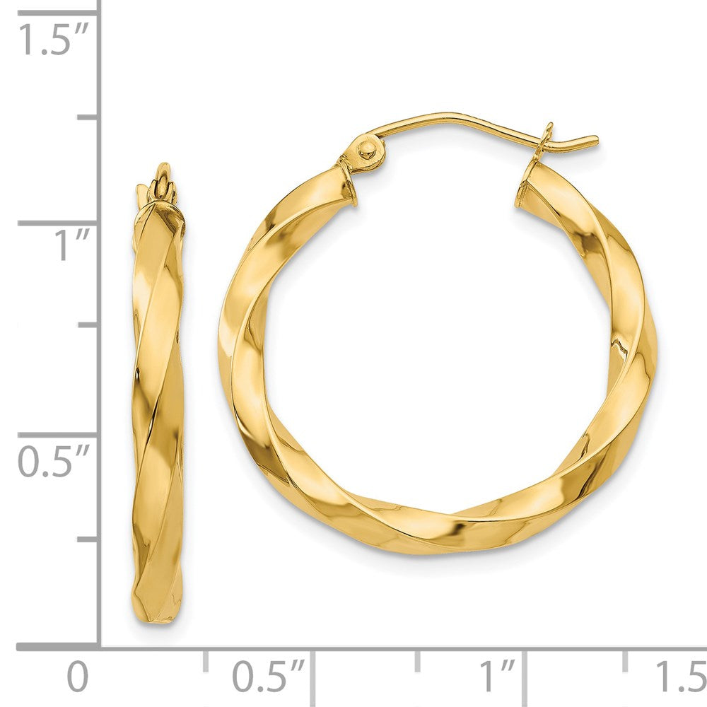 14k Yellow Gold 25.5 mm Twisted Hoop Earrings (2.29 grams)