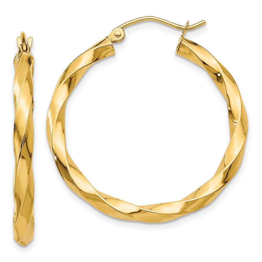 14k Yellow Gold 30.5 mm Twisted Hoop Earrings (2.78 grams)