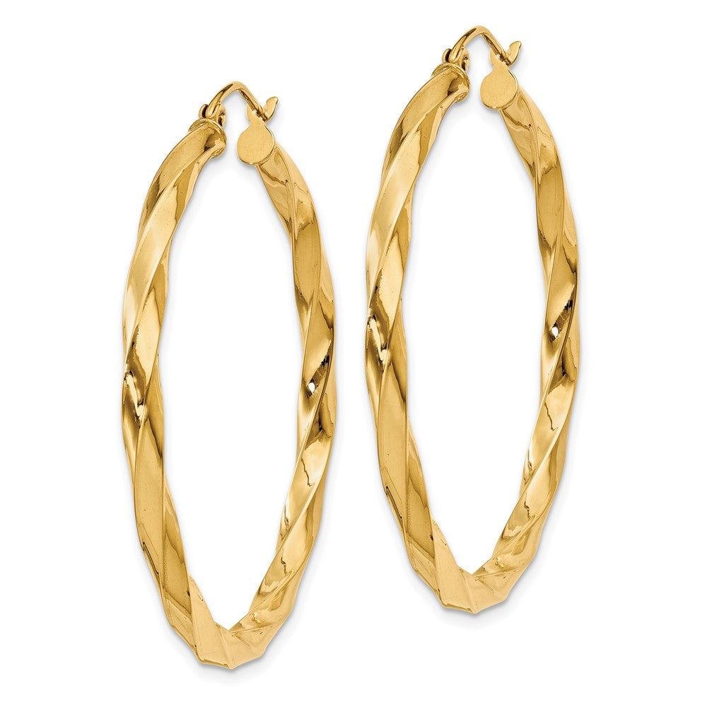 14k Yellow Gold 40 mm Twisted Hoop Earrings (3.77 grams)