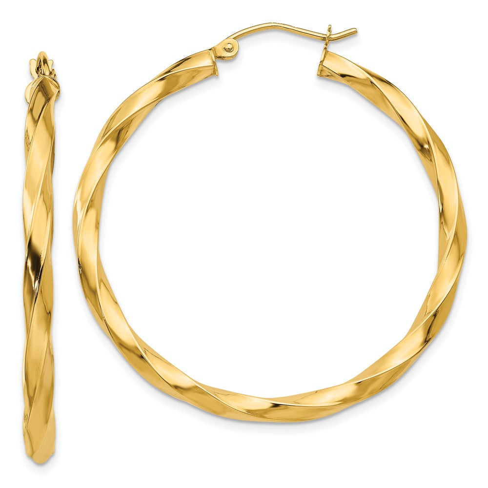 14k Yellow Gold 40 mm Twisted Hoop Earrings (3.77 grams)