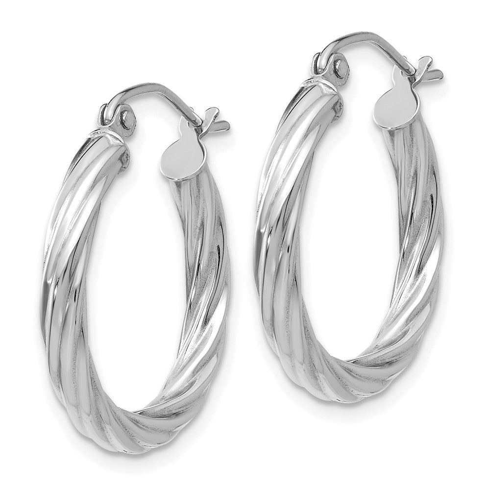 14k White Gold 21.5 mm Twisted Hoop Earrings (1.83 grams)