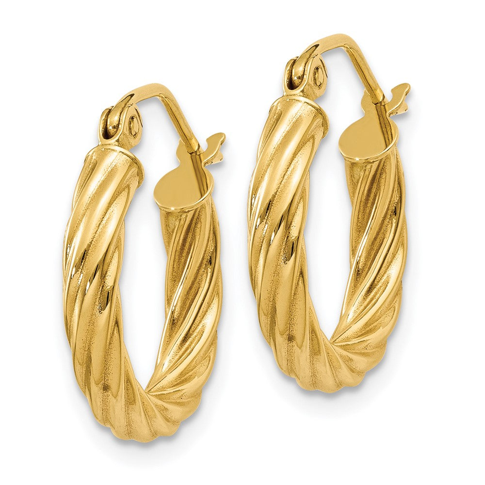 14k Yellow Gold 15 mm Twisted Hoop Earrings (1.31 grams)