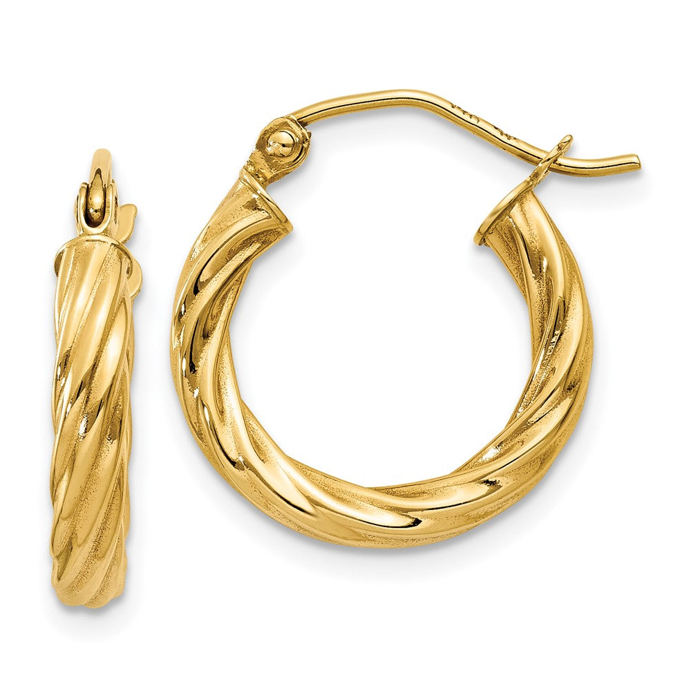 14k Yellow Gold 15 mm Twisted Hoop Earrings (1.31 grams)