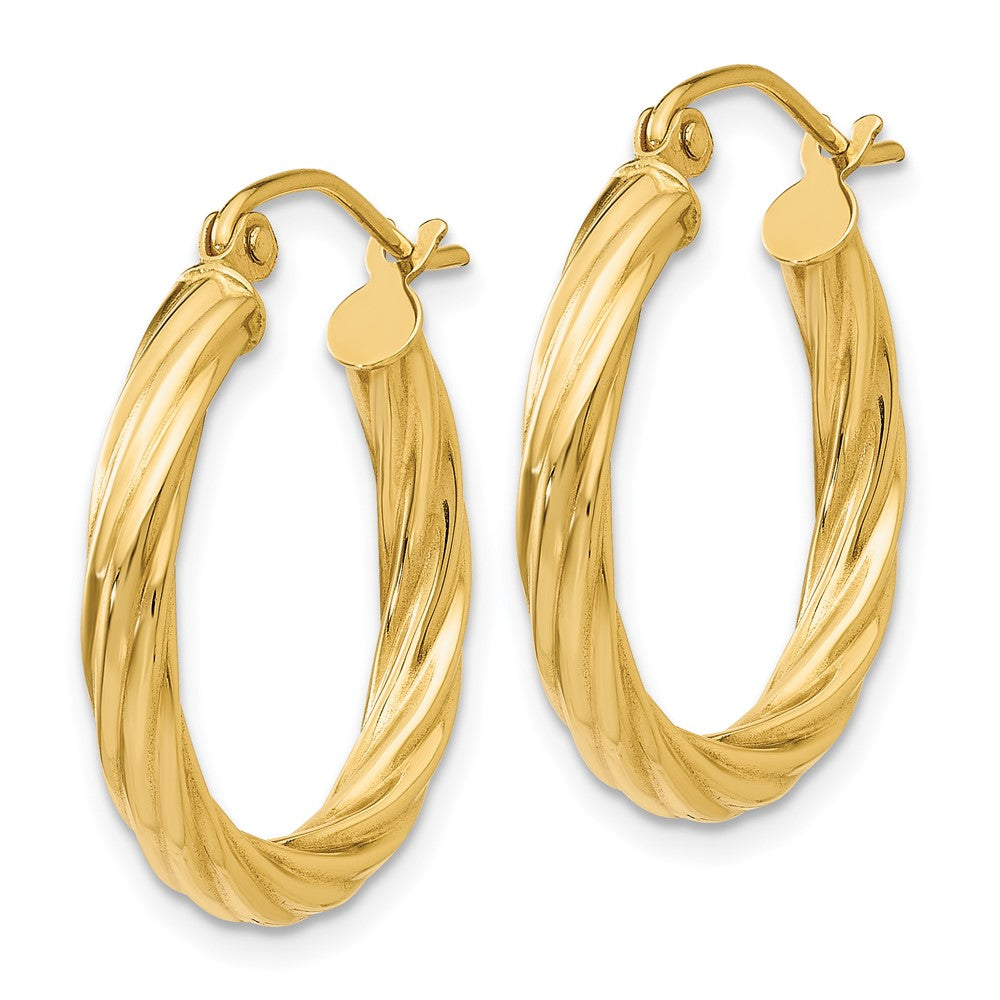 14k Yellow Gold 21.5 mm Twisted Hoop Earrings (1.78 grams)