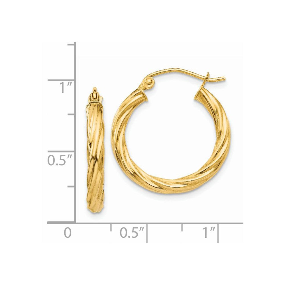 14k Yellow Gold 21.5 mm Twisted Hoop Earrings (1.78 grams)