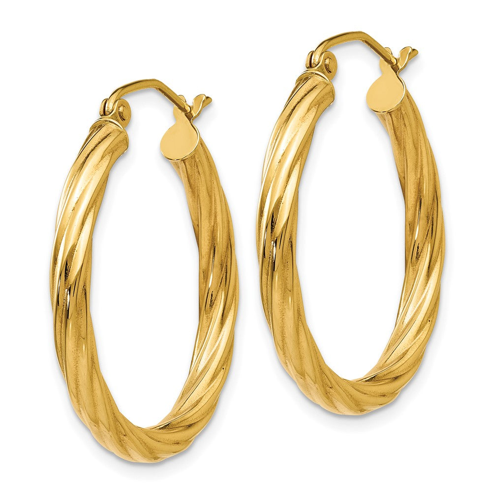 14k Yellow Gold 25 mm Twisted Hoop Earrings (2.36 grams)