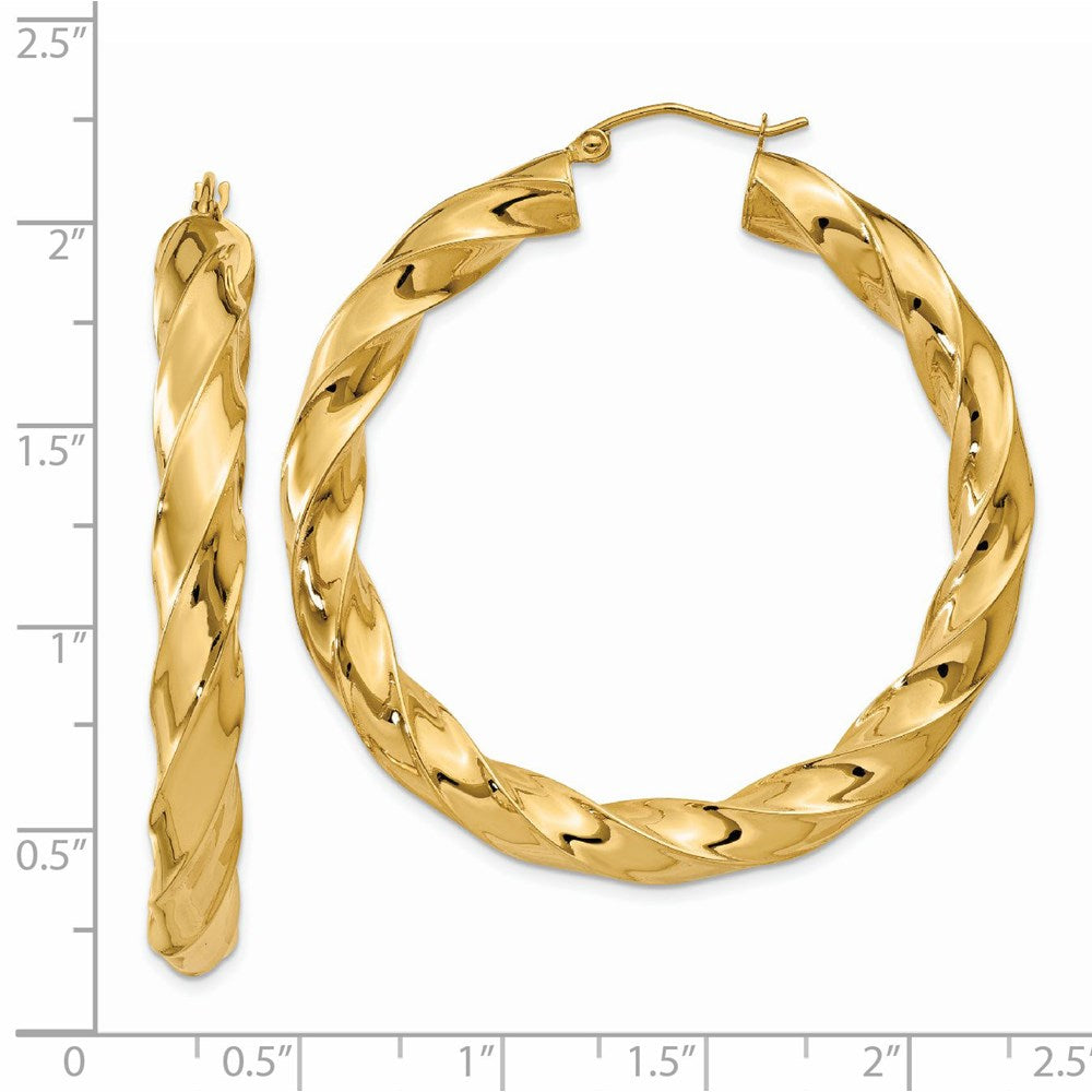 14k Yellow Gold 5 mm Twisted Hoop Earrings (7.4 grams)