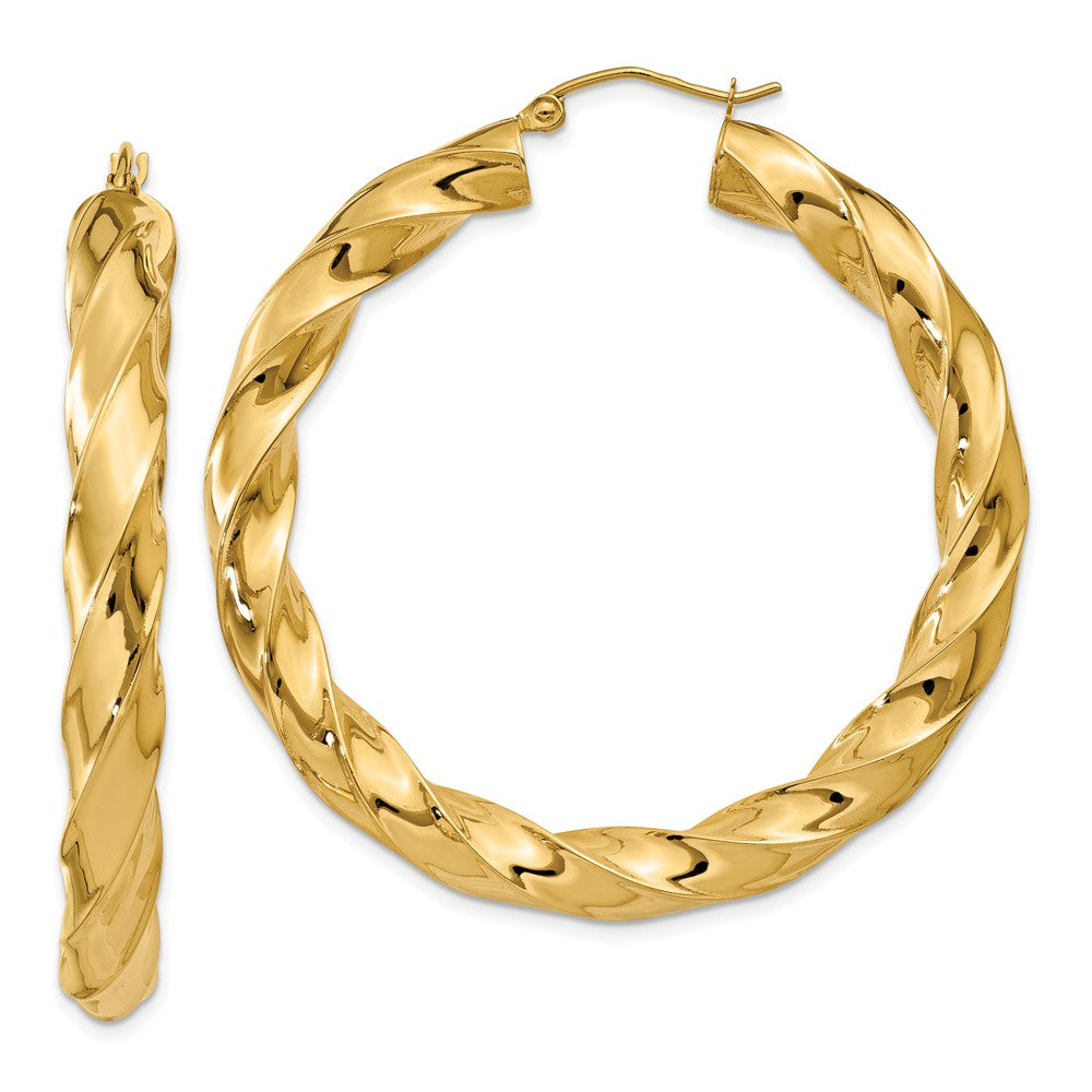 14k Yellow Gold 5 mm Twisted Hoop Earrings (7.4 grams)