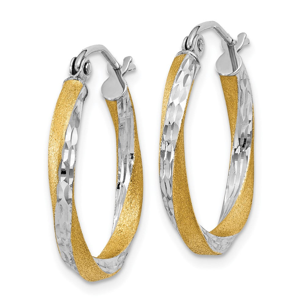 14k Yellow & Rhodium 20 mm Twisted Hoop Earrings (1.46 grams)