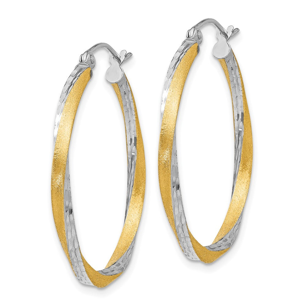 14k Yellow & Rhodium 30 mm Twisted Hoop Earrings (2.02 grams)