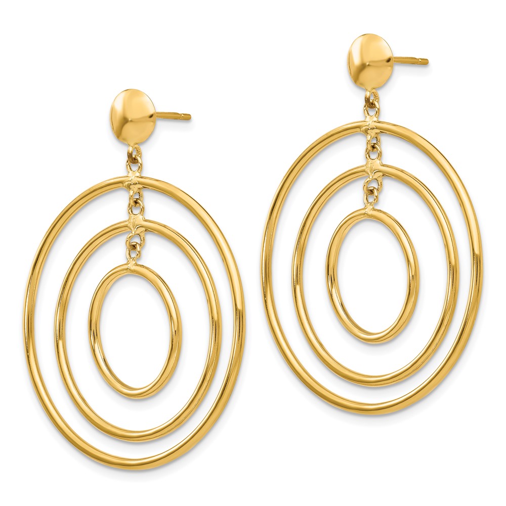 14k Yellow Gold 33 mm Fancy Circle Dangle Post Earrings