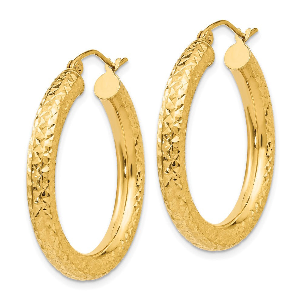 14k Yellow Gold 4 mm Round Hoop Earrings (2.48 grams)