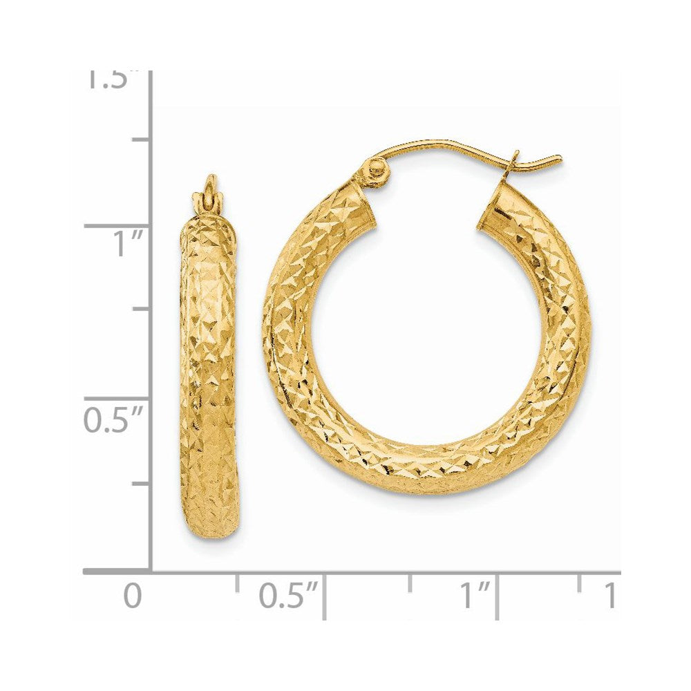 14k Yellow Gold 4 mm Round Hoop Earrings (1.98 grams)