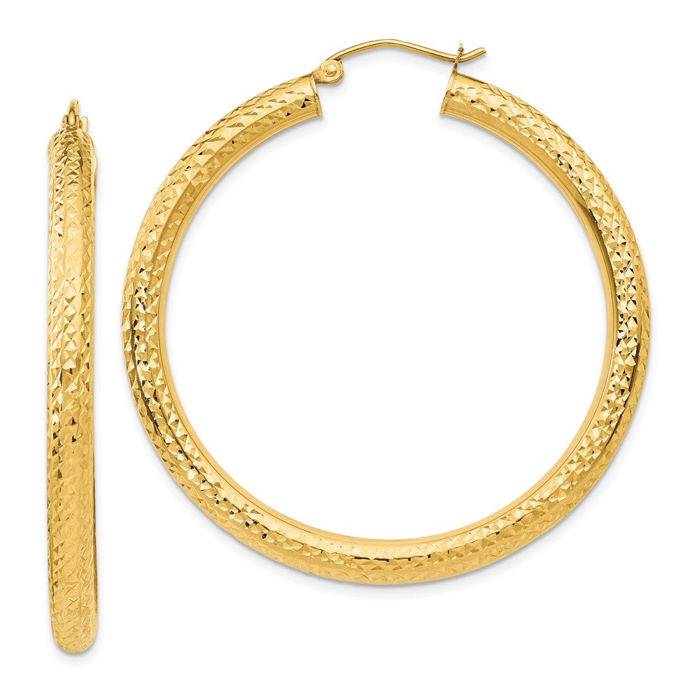 14k Yellow Gold 4 mm Round Hoop Earrings (3.72 grams)