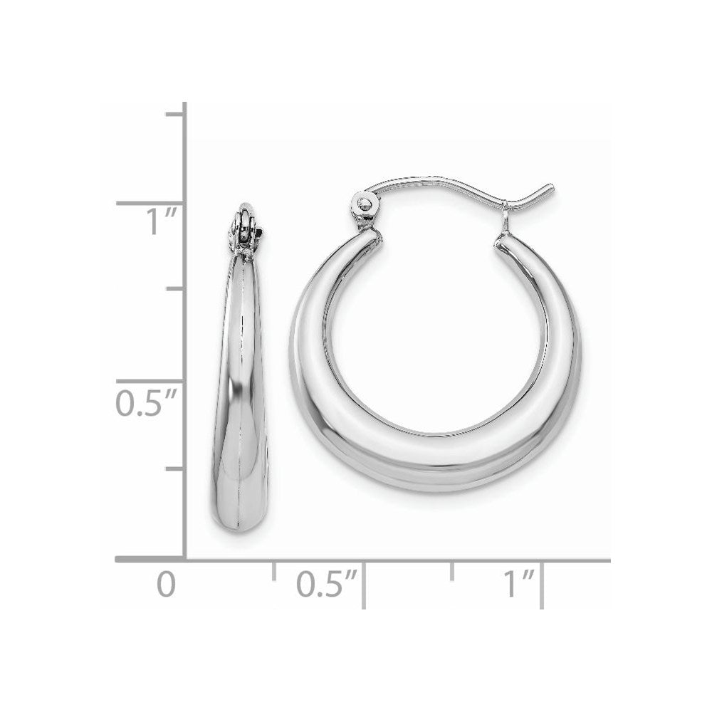 14k White Gold 4 mm Polished Hoop Earrings (1.7 grams)